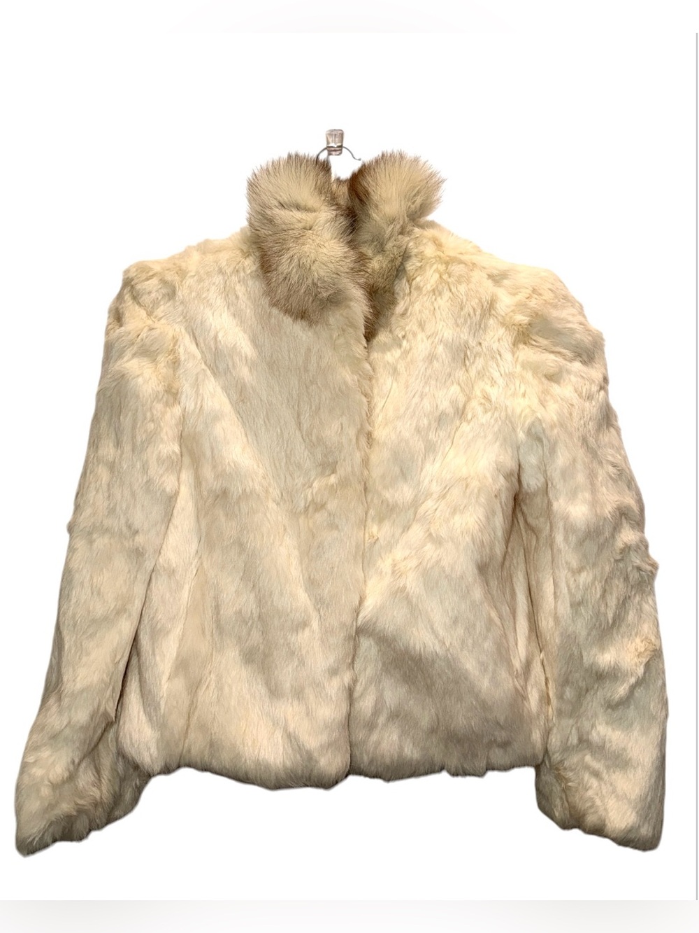 Sergio Valente Vintage Rabbit Fur Jacket with Fox Fur Collar Trim – Size Large